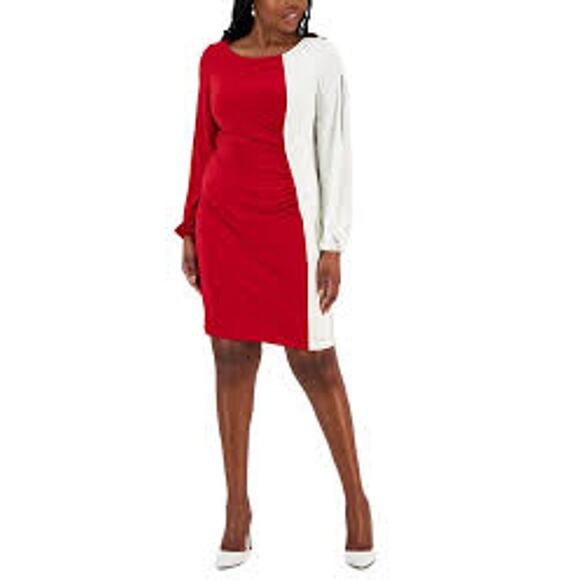 Kasper Quin Colorblock Split Sleeve Dress NWT - Picture 1 of 5